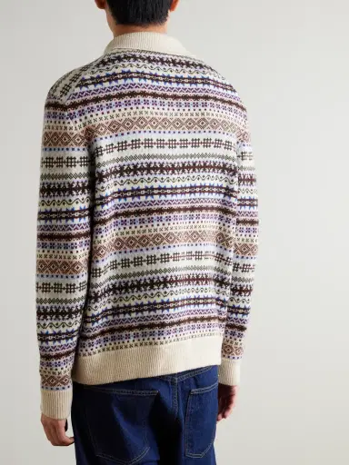 NN07 Robbie Fair Isle Wool-Blend Polo Sweater - Men | Thumbnail 4