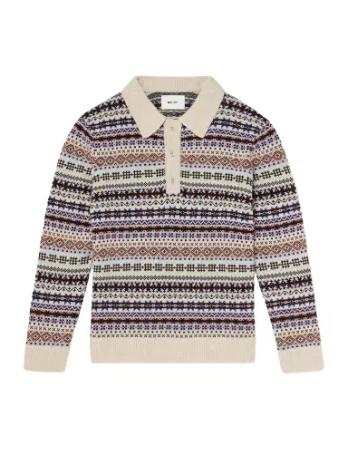 NN07 Robbie Fair Isle Wool-Blend Polo Sweater - Men | Thumbnail 1