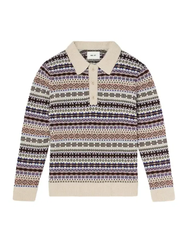NN07 Robbie Fair Isle Wool-Blend Polo Sweater - Men