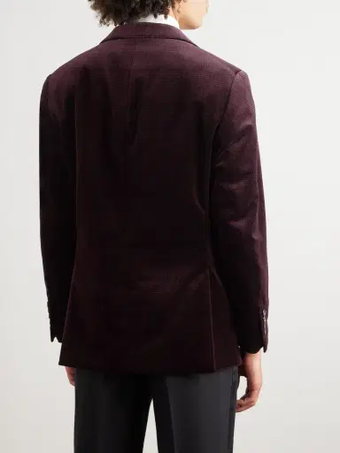 Brunello Cucinelli Slim-Fit Satin-Trimmed Prince of Wales Checked Cotton-Velvet Tuxedo Jacket - Men | Thumbnail 3 Brunello Cucinelli Slim-Fit Satin-Trimmed Prince of Wales Checked Cotton-Velvet Tuxedo Jacket - Men | Thumbnail 3
