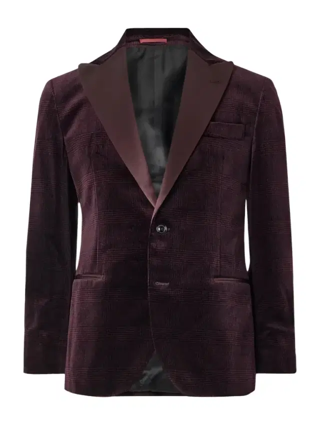 Brunello Cucinelli Slim-Fit Satin-Trimmed Prince of Wales Checked Cotton-Velvet Tuxedo Jacket - Men