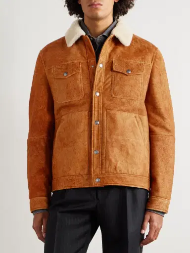 Brunello Cucinelli Shearling-Trimmed Suede Trucker Jacket - Men | Thumbnail 3 Brunello Cucinelli Shearling-Trimmed Suede Trucker Jacket - Men | Thumbnail 3
