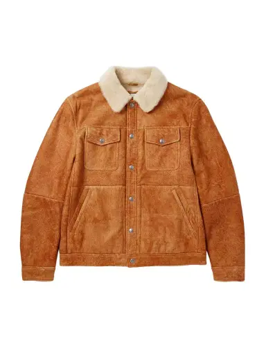 Brunello Cucinelli Shearling-Trimmed Suede Trucker Jacket - Men | Thumbnail 1 Brunello Cucinelli Shearling-Trimmed Suede Trucker Jacket - Men | Thumbnail 1