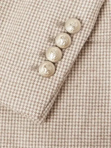 Brunello Cucinelli Double-Breasted Puppytooth Cashmere and Silk-Blend Suit Jacket - Men | Thumbnail 4