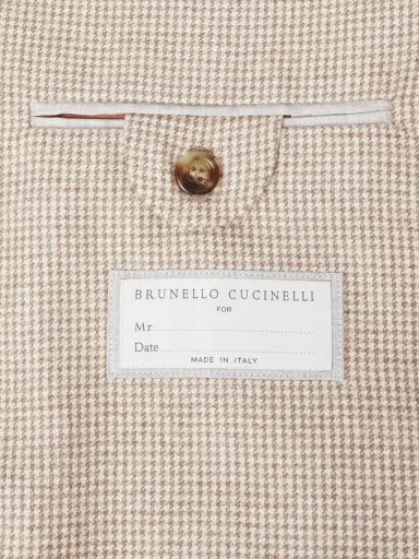 Brunello Cucinelli Double-Breasted Puppytooth Cashmere and Silk-Blend Suit Jacket - Men | Thumbnail 5