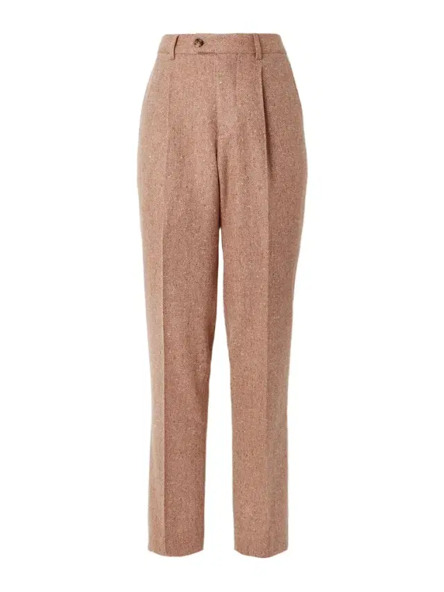 Straight-Leg Pleated Herringbone Wool and Cashmere-Blend Trousers - Men