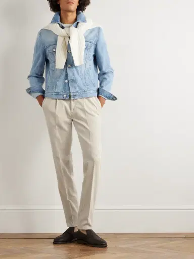 Brunello Cucinelli Straight-Leg Pleated Cotton-Corduroy Trousers - Men | Thumbnail 2
