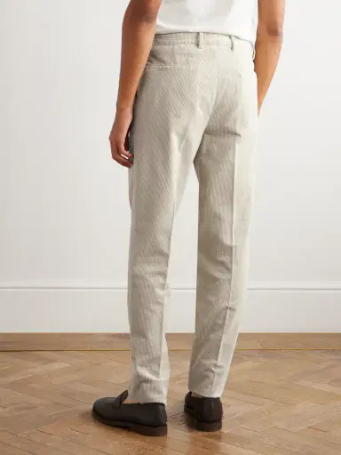 Brunello Cucinelli Straight-Leg Pleated Cotton-Corduroy Trousers - Men | Thumbnail 4
