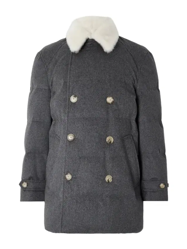 Brunello Cucinelli Double-Breasted Shearling-Trimmed Quilted Wool Down Jacket - Men