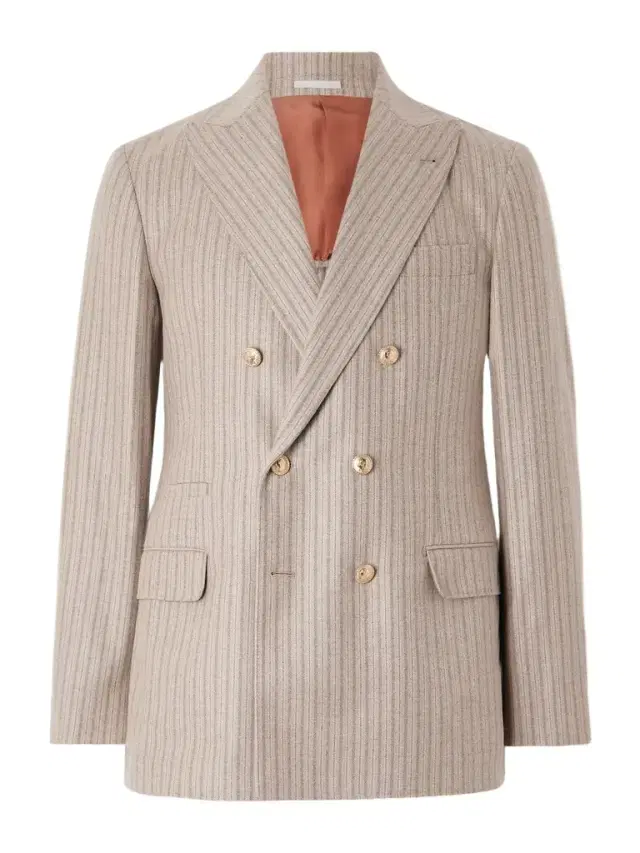 Brunello Cucinelli Striped Cashmere and Silk-Blend Suit Jacket - Men