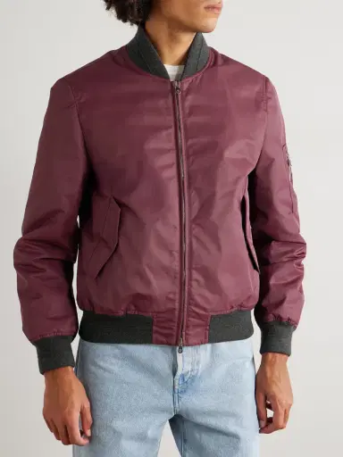 Brunello Cucinelli Padded Cashmere-Trimmed Shell Bomber Jacket - Men | Thumbnail 3 Brunello Cucinelli Padded Cashmere-Trimmed Shell Bomber Jacket - Men | Thumbnail 3