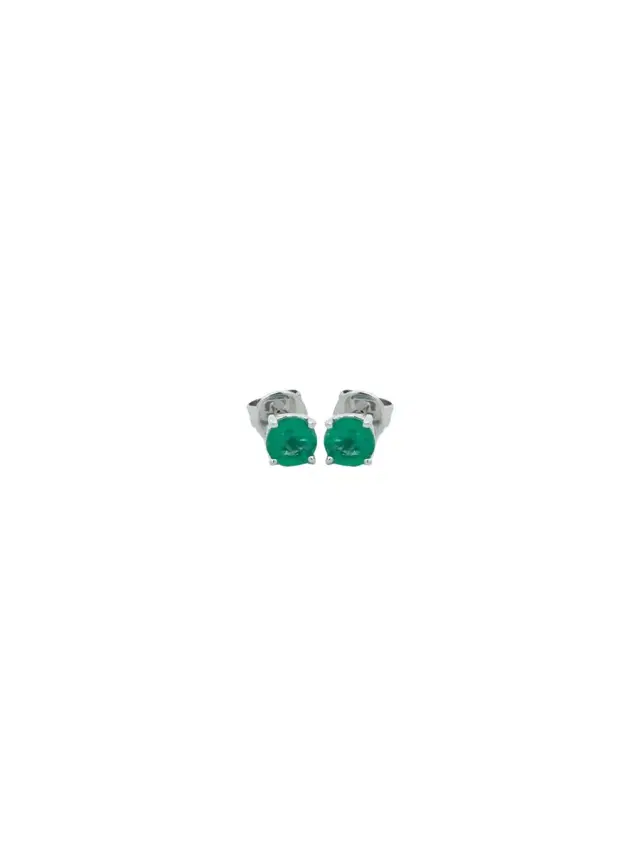 Wish Fine Jewelry 0.43ct Emerald 18K Gold Round Stud Earrings