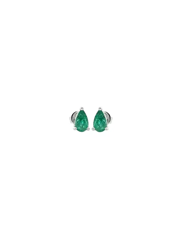 Wish Fine Jewelry 0.95ct Emerald 18K Gold Pear Stud Earrings