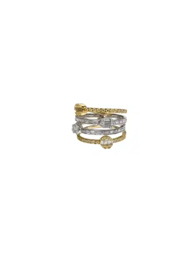 Wish Fine Jewelry 1.00ct Diamond 18K Gold Four Row Ring | Thumbnail 1