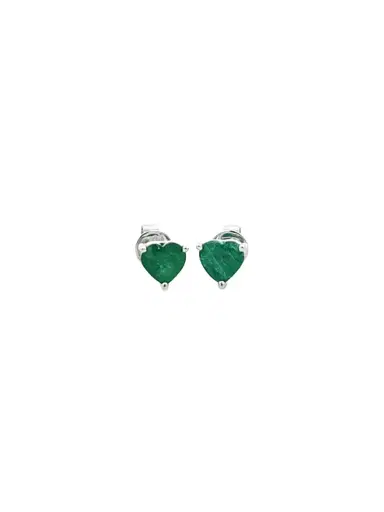 Wish Fine Jewelry 1.20ct Emerald 18K Gold Heart Stud Earrings | Thumbnail 1 Wish Fine Jewelry 1.20ct Emerald 18K Gold Heart Stud Earrings | Thumbnail 1