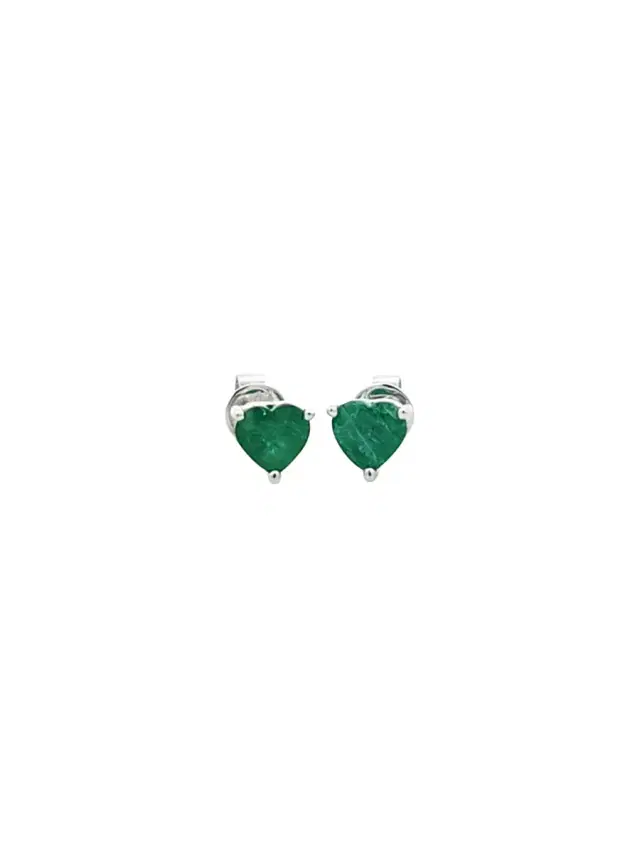 Wish Fine Jewelry 1.20ct Emerald 18K Gold Heart Stud Earrings