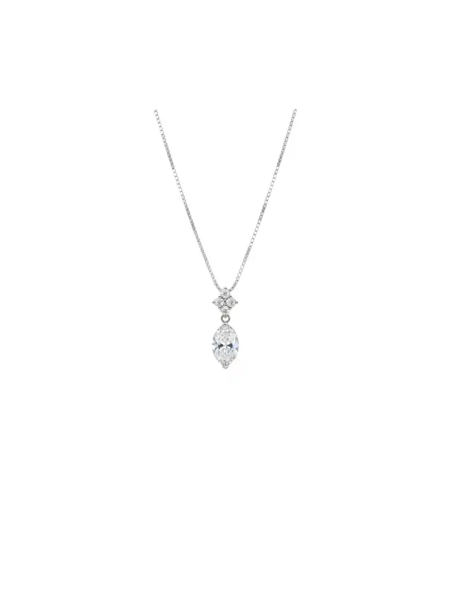Wish Fine Jewelry 1.37ct Diamond Platinum Stone Pendant Chain Necklace