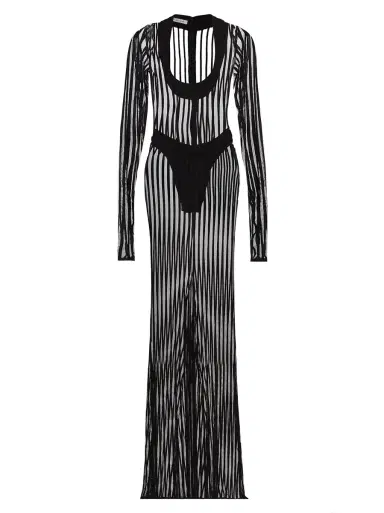 LaQuan Smith Long Sleeve Scoop Neck Gown | Thumbnail 2