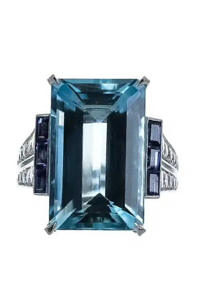CICADA Aquamarine Blue Sapphire Diamond Ring | Thumbnail 1