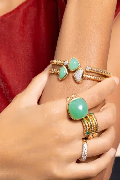 Marina B Chrysoprase Diamond Trisolina Bracelet | Thumbnail 3 Marina B Chrysoprase Diamond Trisolina Bracelet | Thumbnail 3