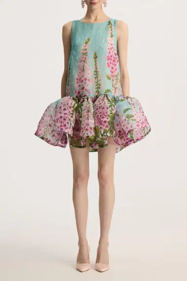 Oscar de la Renta Sleeveless Foxgloves Ombre Dress | Thumbnail 2