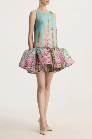 Oscar de la Renta Sleeveless Foxgloves Ombre Dress | Thumbnail 3