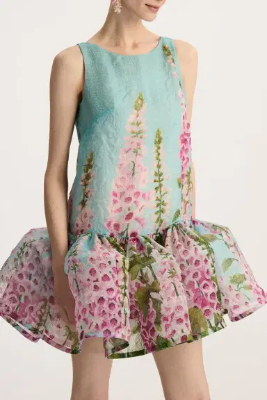 Oscar de la Renta Sleeveless Foxgloves Ombre Dress | Thumbnail 4