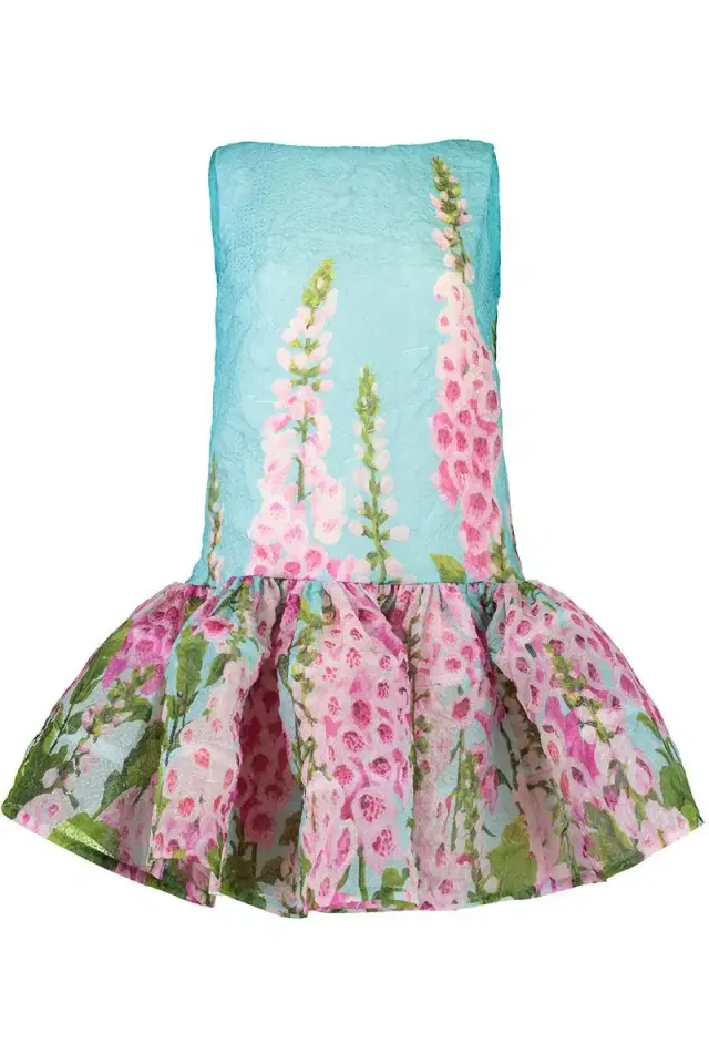 Oscar de la Renta Sleeveless Foxgloves Ombre Dress