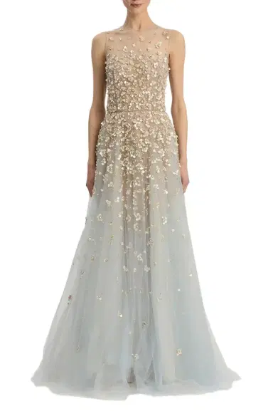 Oscar de la Renta Sleeveless Mother of Pearl Embroidered Gown | Thumbnail 1 Oscar de la Renta Sleeveless Mother of Pearl Embroidered Gown | Thumbnail 1