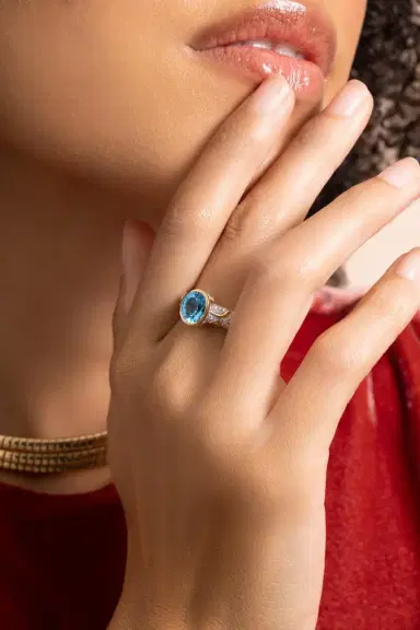 Marina B Swiss Blue Topaz Diamond Ondine Ring | Thumbnail 4