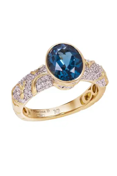 Marina B Swiss Blue Topaz Diamond Ondine Ring | Thumbnail 7
