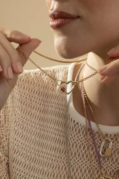 Marla Aaron Three Loop Rolo Chain Necklace | Thumbnail 2