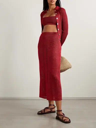 Calle Del Mar Pointelle-knit Midi Skirt | Thumbnail 2 Calle Del Mar Pointelle-knit Midi Skirt | Thumbnail 2