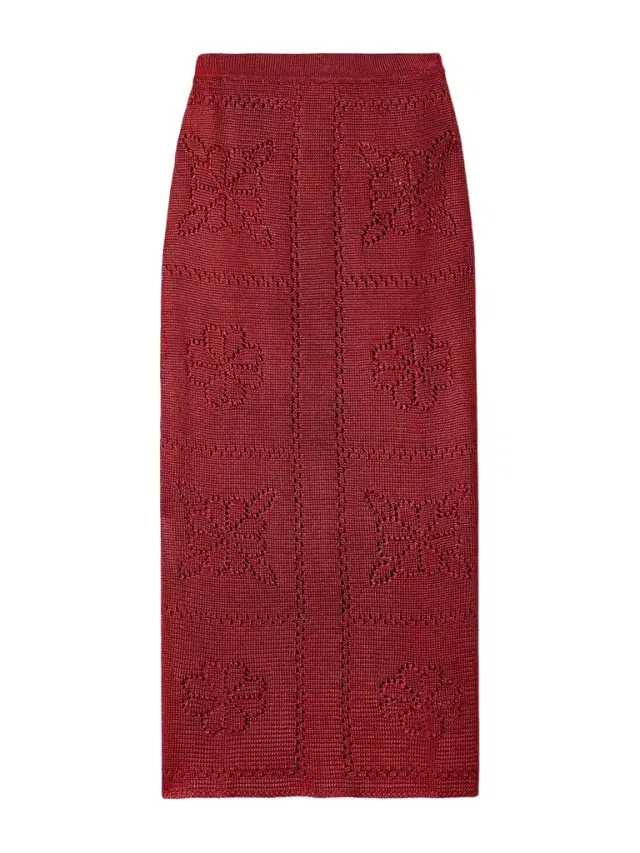 Pointelle-knit Midi Skirt