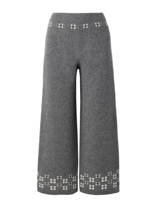 Winter Fair Isle Cashmere Wide-leg Pants