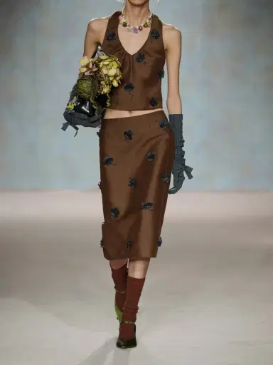 SHUSHU/TONG Appliquéd Embellished Satin Tank | Thumbnail 4