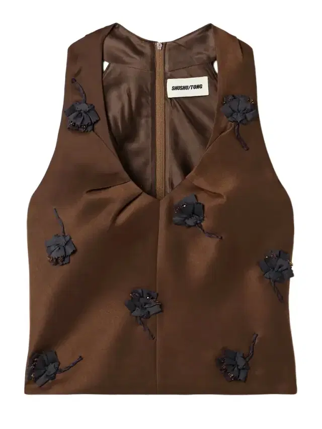 Appliquéd Embellished Satin Tank