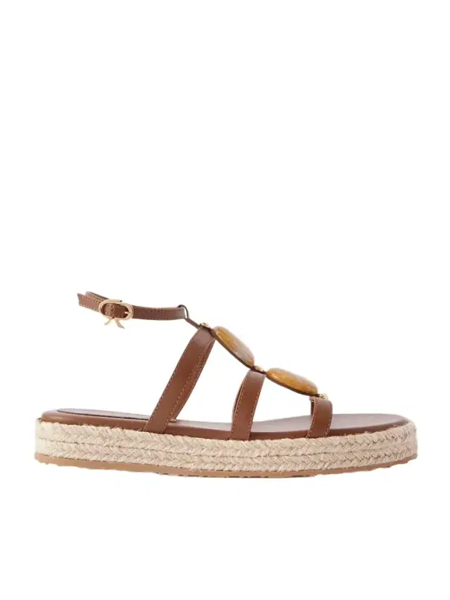 Embellished Leather Platform Sandals