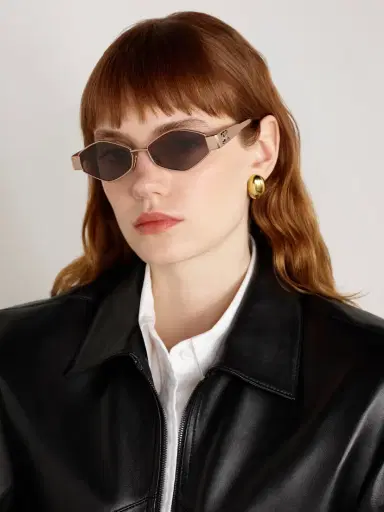 CELINE Eyewear Triomphe Hexagon-frame Gold-tone Sunglasses | Thumbnail 2