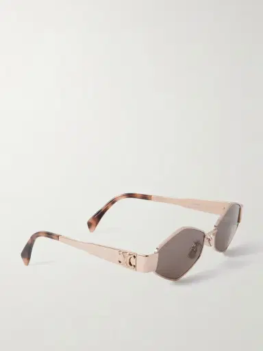 CELINE Eyewear Triomphe Hexagon-frame Gold-tone Sunglasses | Thumbnail 3