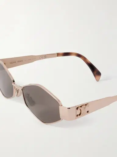 CELINE Eyewear Triomphe Hexagon-frame Gold-tone Sunglasses | Thumbnail 4