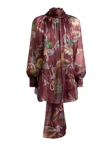 Etro Ruched Silk Blouse with Scarf | Thumbnail 1