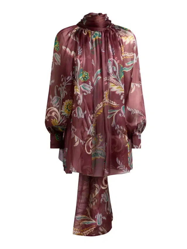 Etro Ruched Silk Blouse with Scarf
