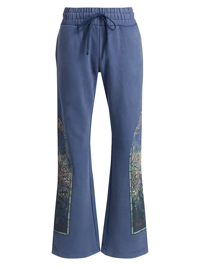 Men's Faded Cotton Sweatpants - Sky - Size 40