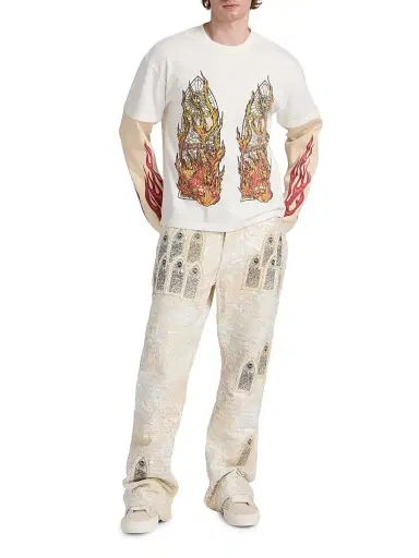Who Decides War Men's Flame Glass Layered Long-Sleeve Jersey T-Shirt - Cloud Multi - Size XXXL | Thumbnail 2