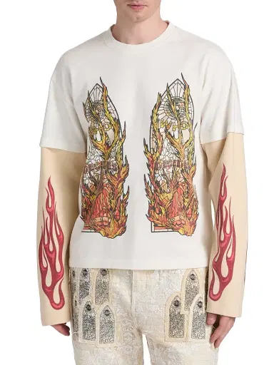 Who Decides War Men's Flame Glass Layered Long-Sleeve Jersey T-Shirt - Cloud Multi - Size XXXL | Thumbnail 3