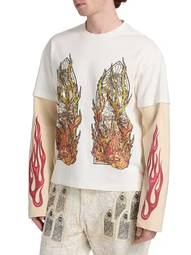 Who Decides War Men's Flame Glass Layered Long-Sleeve Jersey T-Shirt - Cloud Multi - Size XXXL | Thumbnail 4