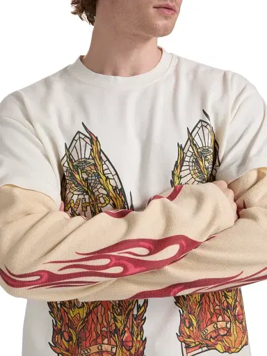 Who Decides War Men's Flame Glass Layered Long-Sleeve Jersey T-Shirt - Cloud Multi - Size XXXL | Thumbnail 6