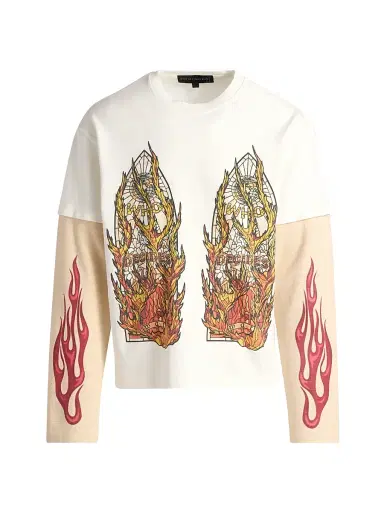 Who Decides War Men's Flame Glass Layered Long-Sleeve Jersey T-Shirt - Cloud Multi - Size XXXL | Thumbnail 1