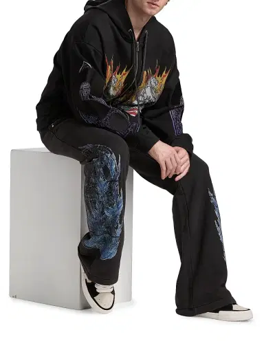 Who Decides War Men's Flame Glass Hardware Sweatpants - Coal - Size 38 | Thumbnail 2 Who Decides War Men's Flame Glass Hardware Sweatpants - Coal - Size 38 | Thumbnail 2